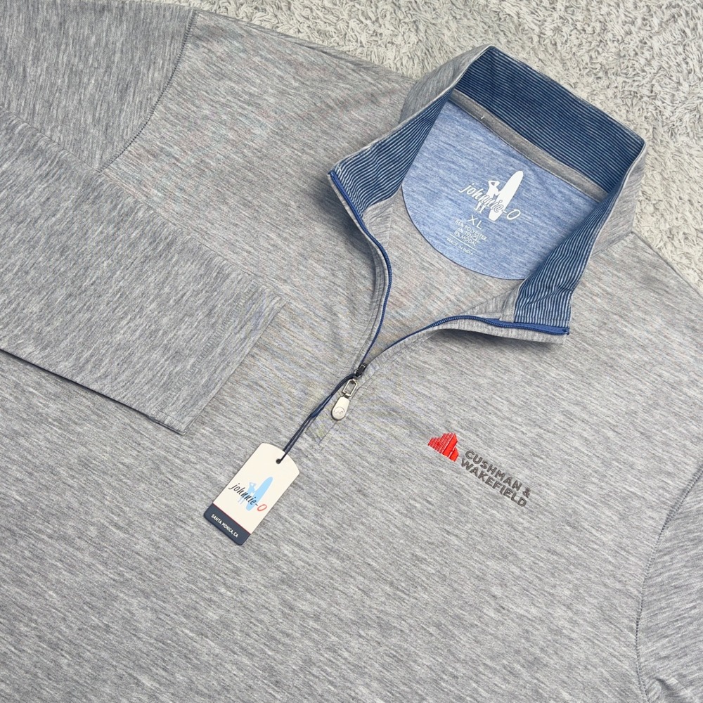Johnnie-O Quarter Zip Pullover Mens XL Randall Prep-Formance Gray Sweater⁠